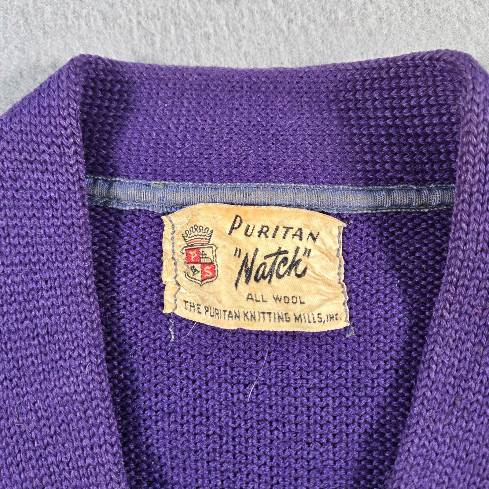 Vintage Puritan Sweater Womens Small 50s Wool Cardigan Faded Indigo Varsity