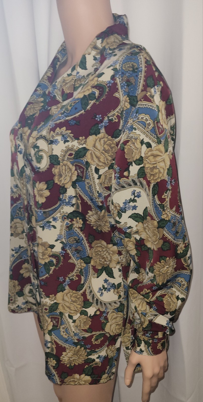 Vtg 1980s Bon Worth Button Up Floral Top Size M