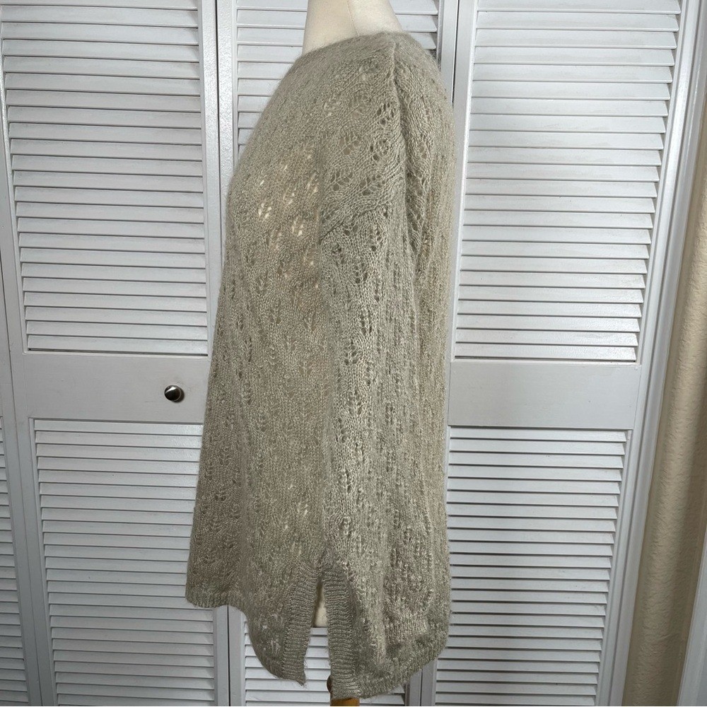 Jones & Co Vintage Mohair Blend Sweater Beige Fuzzy Knit 80s 90s Size L.