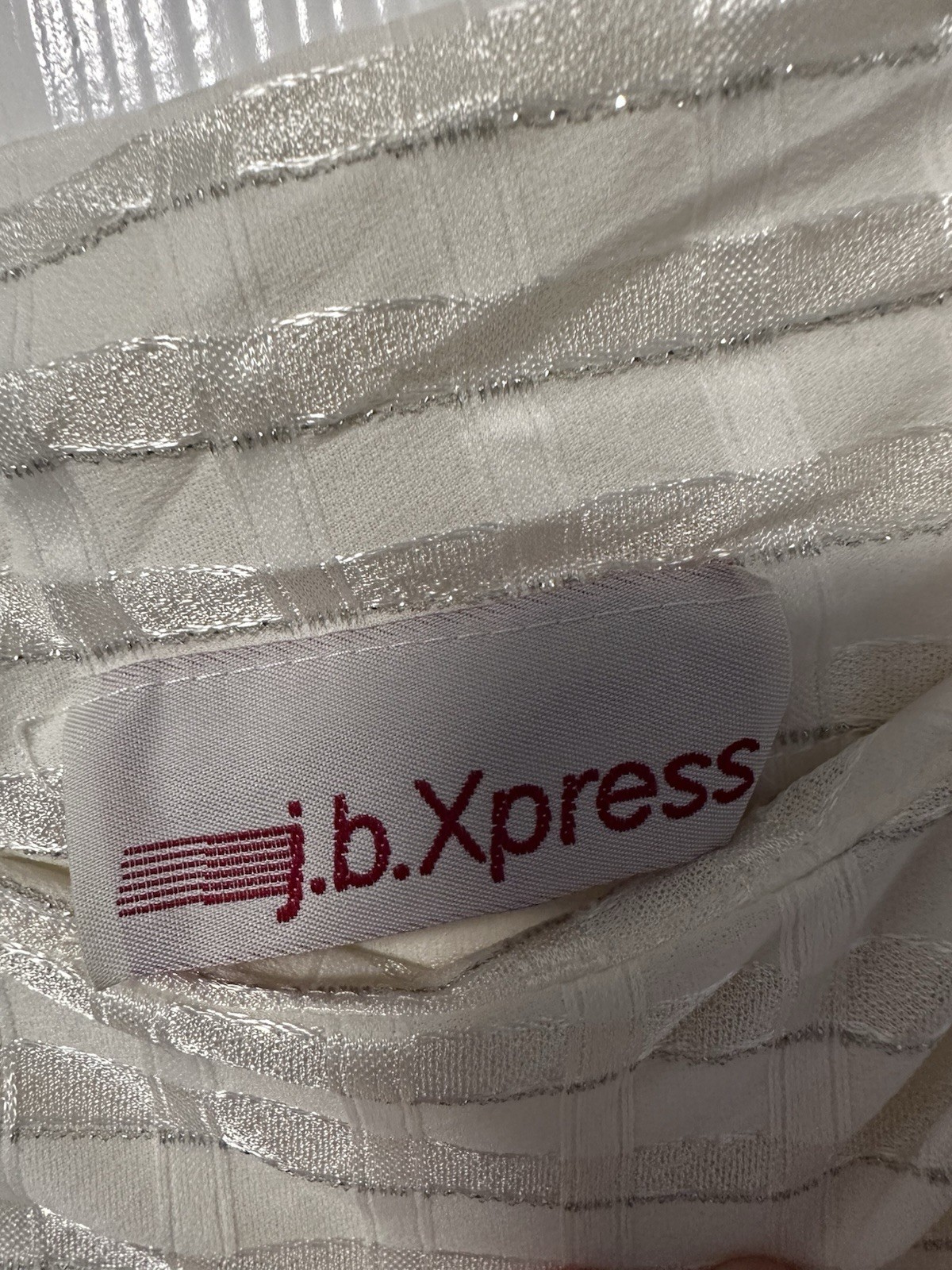 Vintage 1980s J.B. Express Women’s White And Metallic Silver Dress Size 10