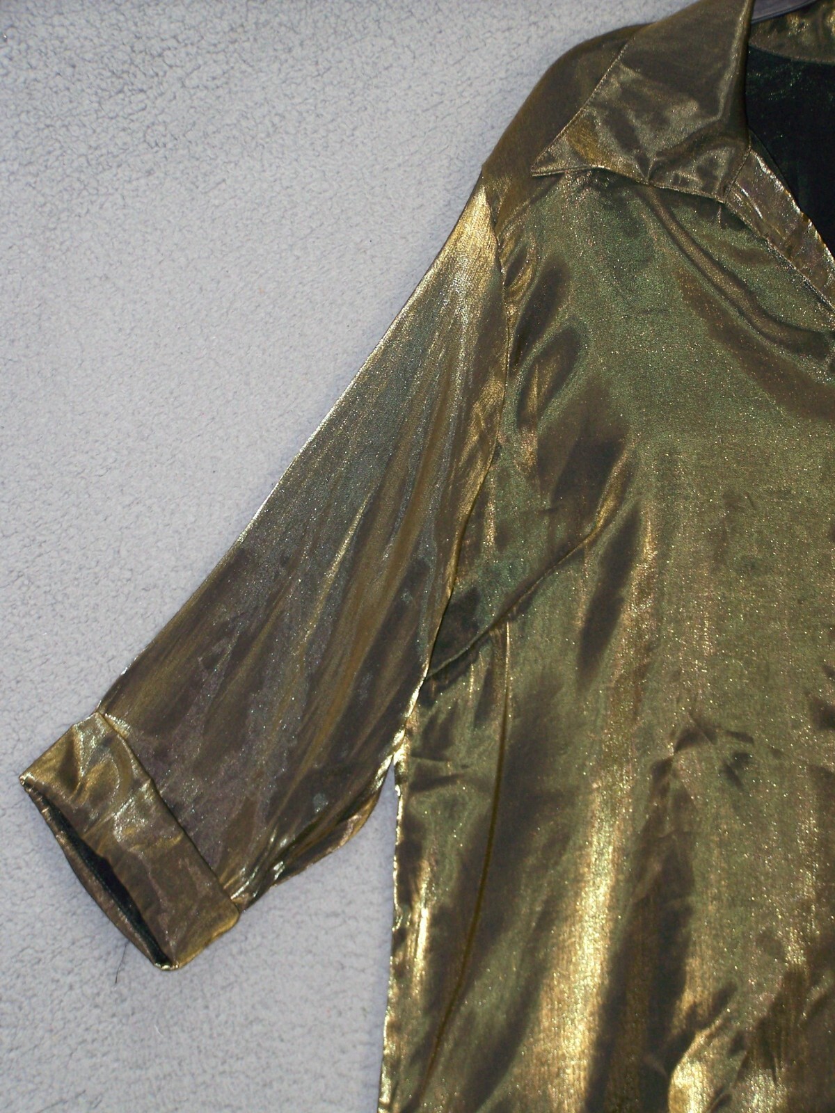 Vtg Ship n Shore Top Womens 22 Extra Large Gold Metalic Long Sleeve Ladies