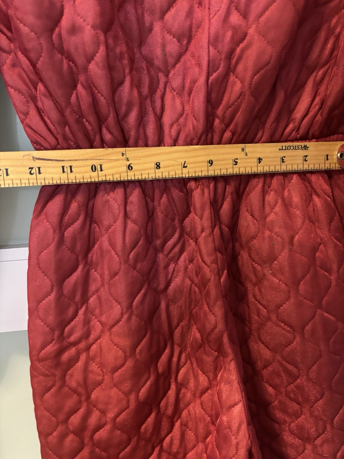 Vintage Red Quilted Pajama Jumpsuit Sz 12 Granny Prairie Winter Core USA