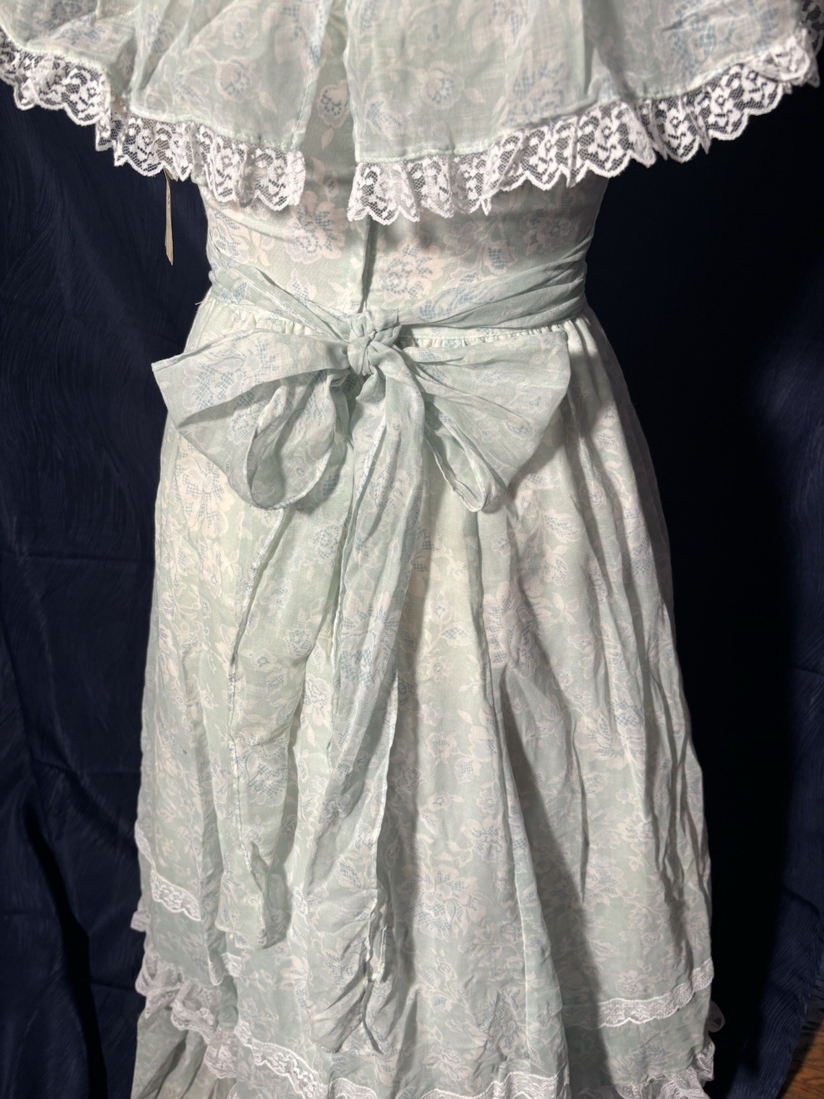 Gunne Sax by Jessica McClintock 1980s Blue Prairie Lace Ruffle Dress 5 New