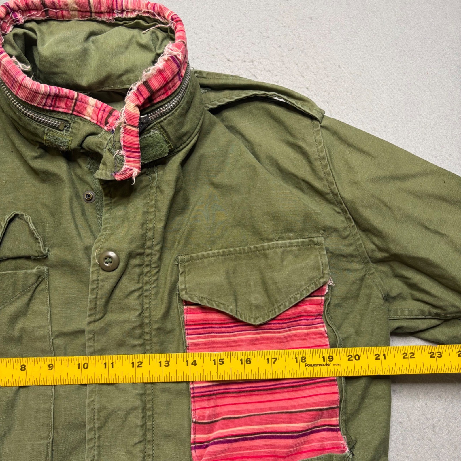 Vintage Military Field Jacket Women M Olive Green Patchwork 90s Distressed M-65