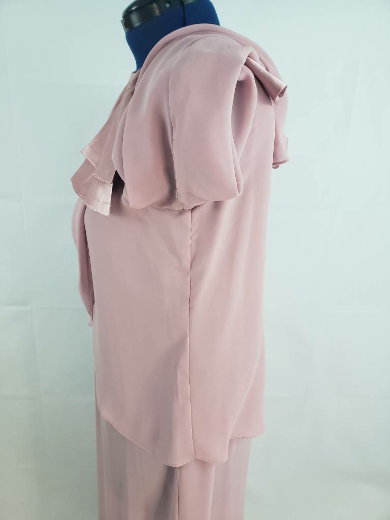Mister Jay Womens Chiffon Maxi Shift Dress Scoop Button Layered Vtg size 14 U15