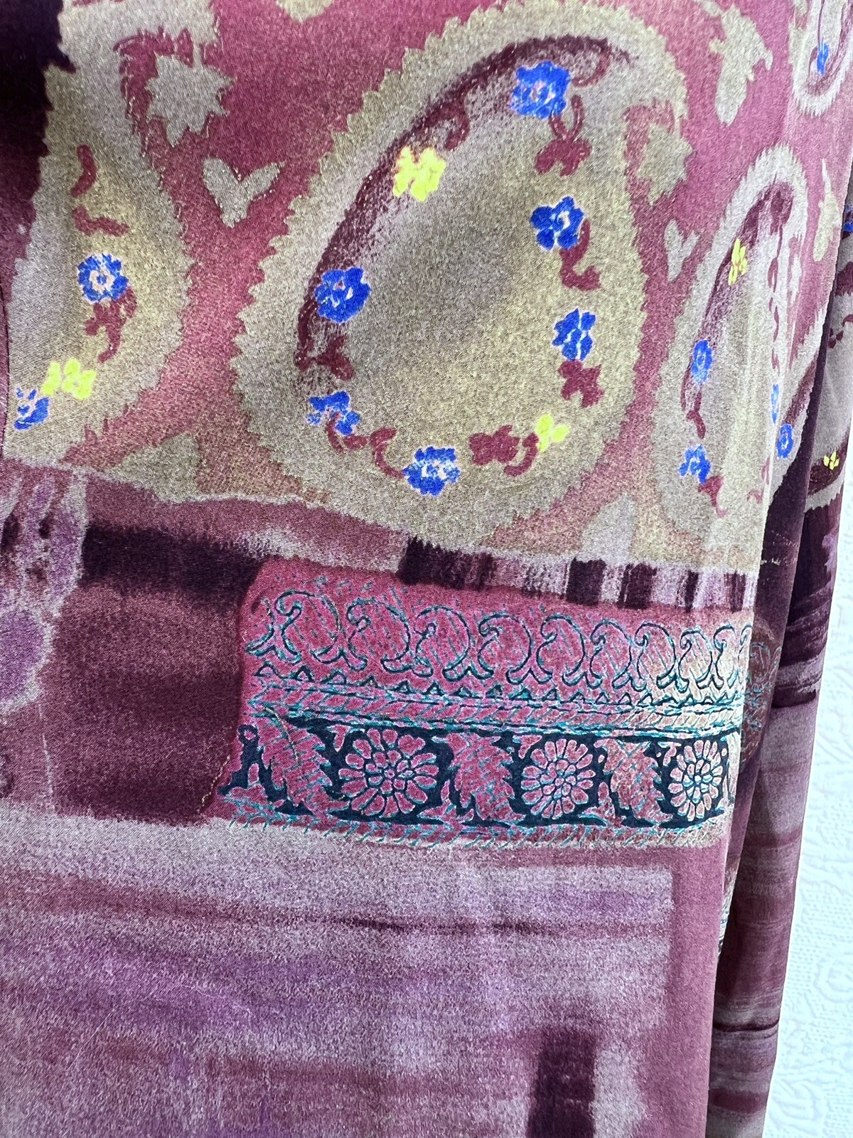 Christian Aujard 90s Vtg Paisley Cowl Blouse LS Pullover 86/90cm Japanese import
