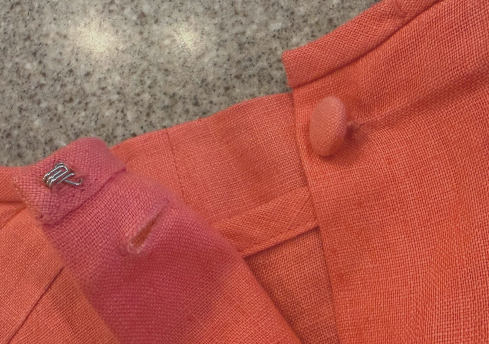 Vtg ANNE CRIMMINS UMI Collections Coral Linen Applique Puff Sleeve Top Sz 4