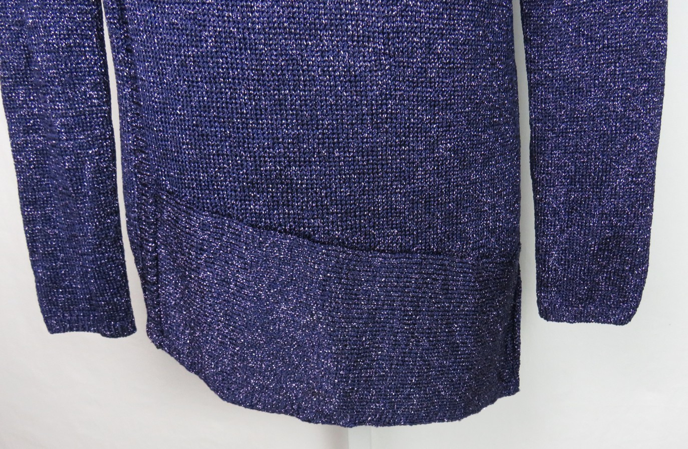 VTG CHICO’S PURPLE STRETCH TOP WITH SILVER METALLIC SPARKLING THREAD SIZE 1