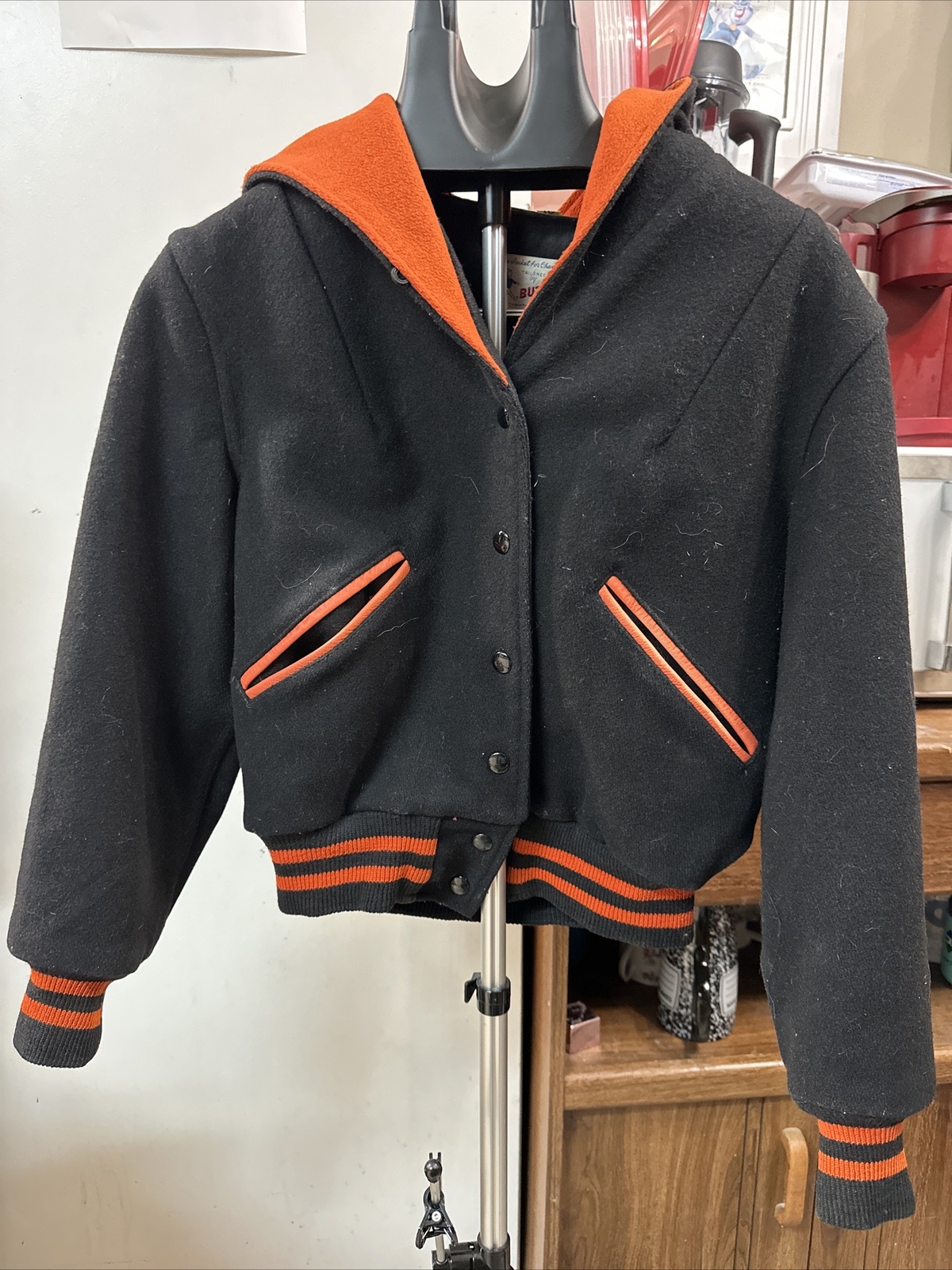 Vintage Butwin Miss Letterman Junior Varsity Jacket Black/White Approx Sz Med