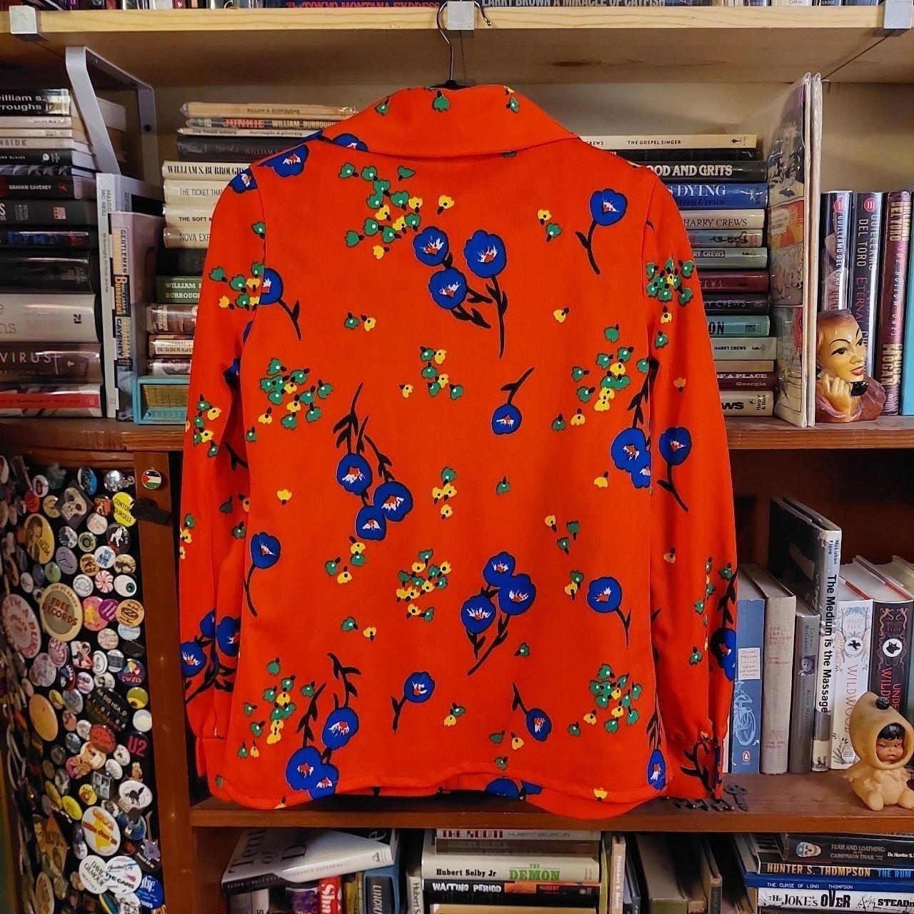 Vintage 70's floral orange button up and tank top matching set.