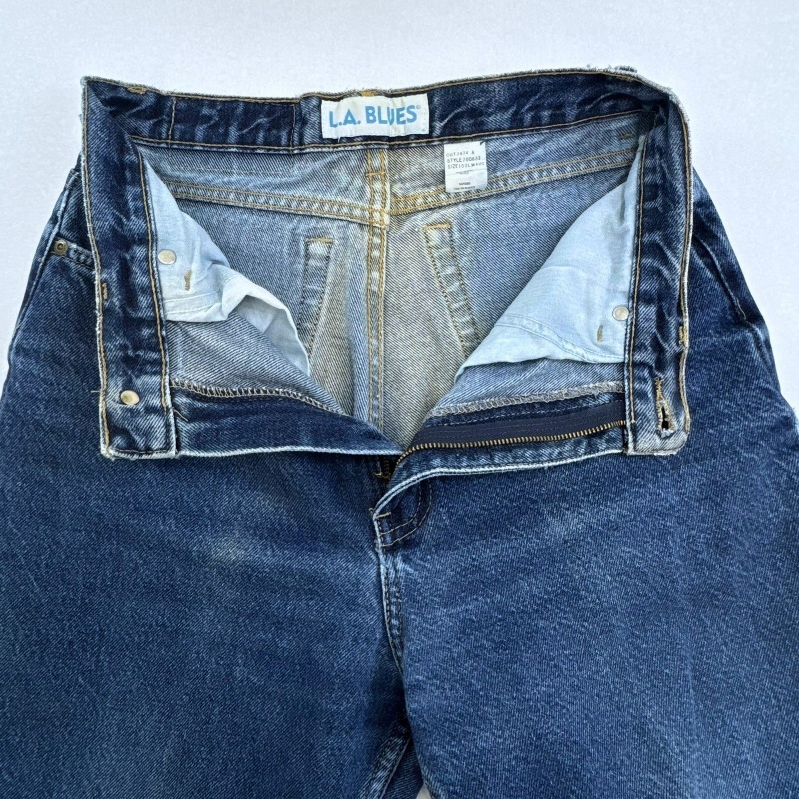 Vintage High Waisted LA Blues Tapered Leg Jeans Medium Wash Cotton Size 10