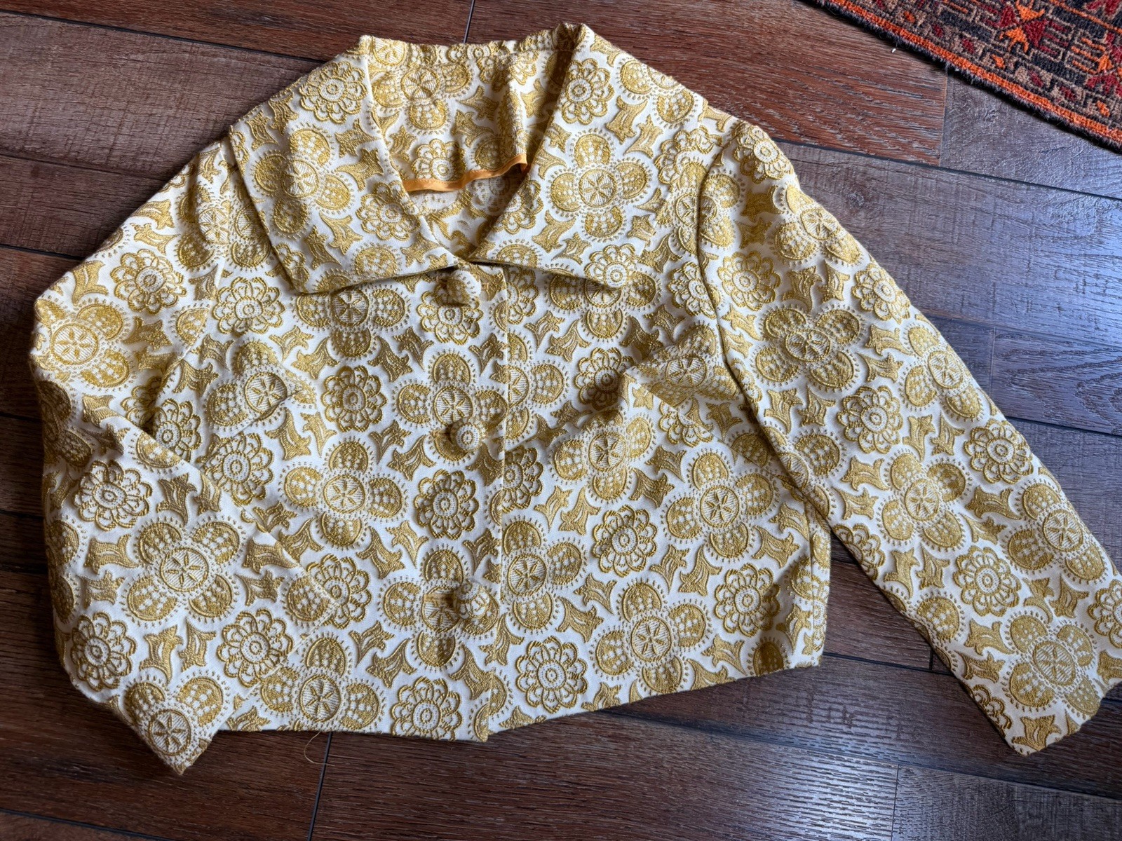 Vintage 1960’s Gold Brocade MCM 2-piece Pencil Dress & Bolero Crop Jacket MOD