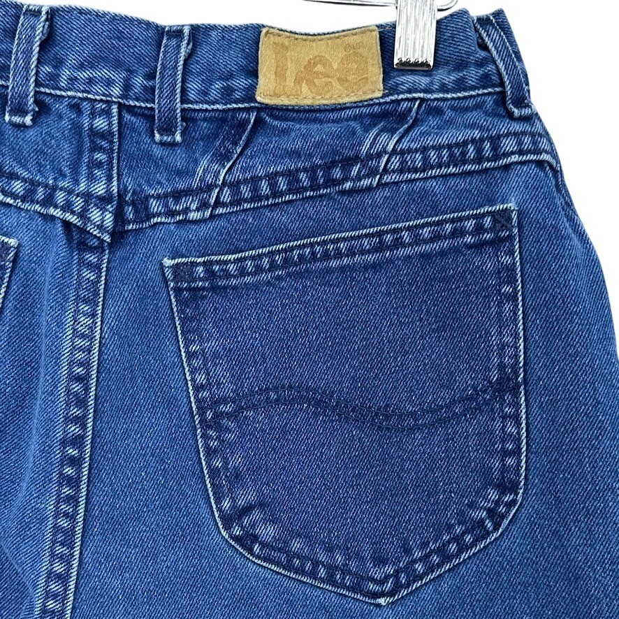 VTG Lee High Waisted Tapered Leg Mom Jeans Medium Wash Blue Denim 28×30 12R 90s