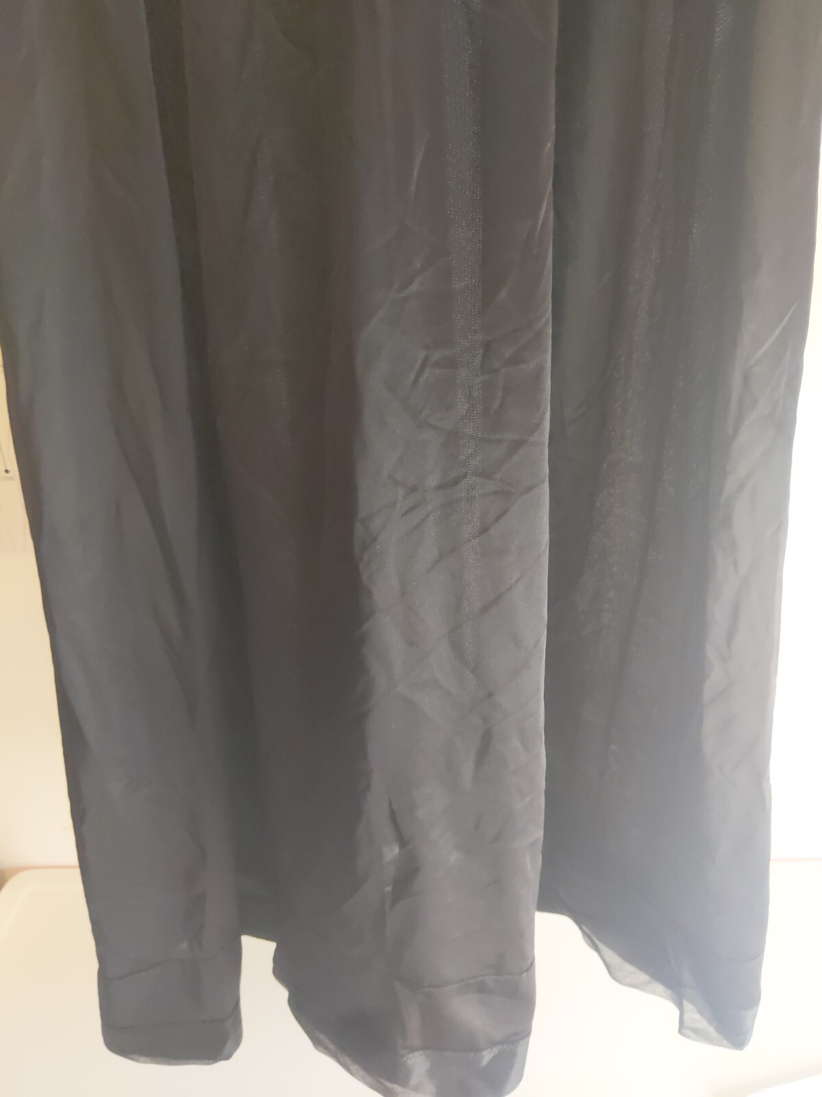 Vtg Gotham Gold Stripe Long Black Nightgown Nylon Tricot