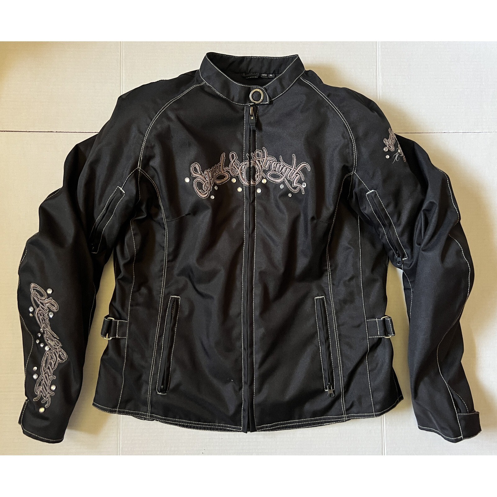 SPEED & STRENGTH Womens Armour Embroidered Motorcycle Riding Jacket X-Large XL