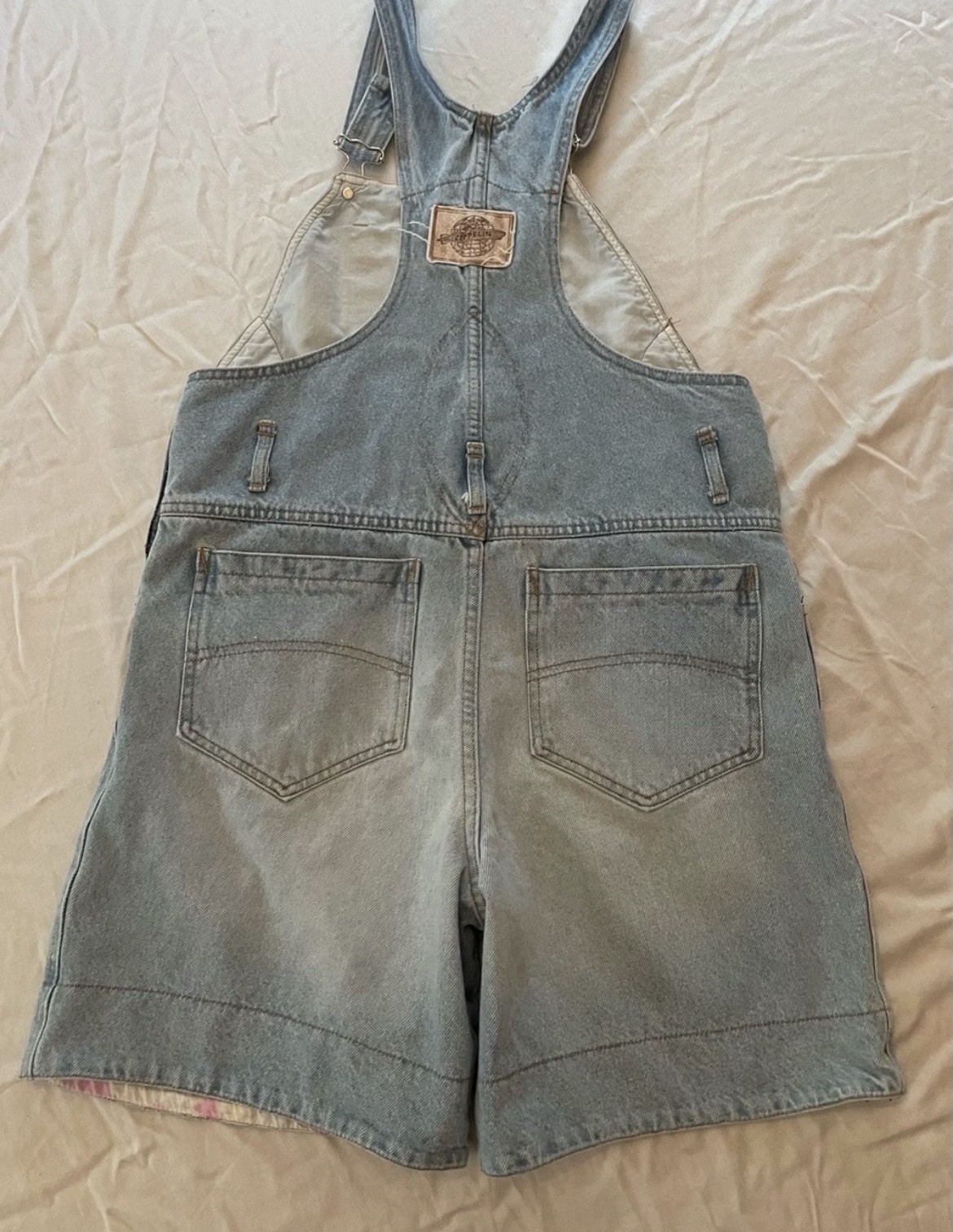 Vintage/ Deadstock Zeppelin Denim Overall Short W Floral Trim