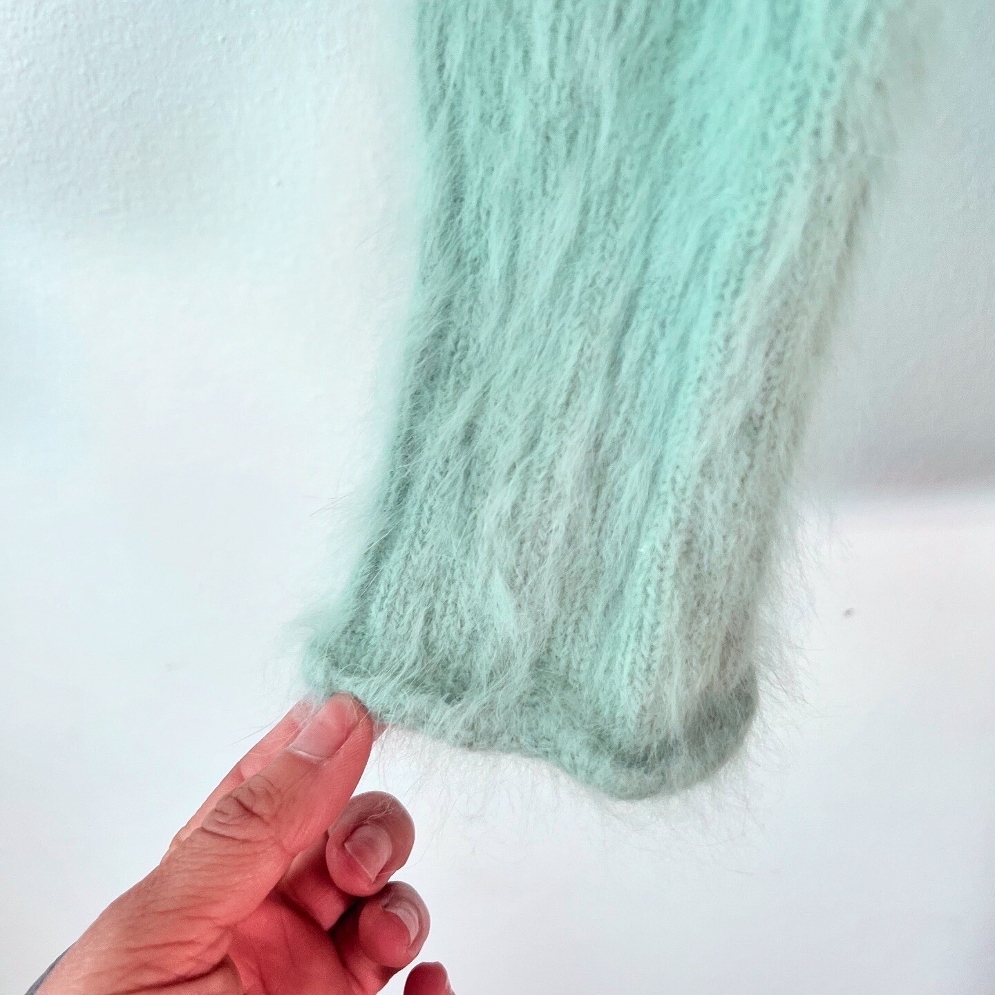 FLUFFY MINT GREEN 90s 1990’s Vintage Retro Grunge Fairycore Angora Sweater M