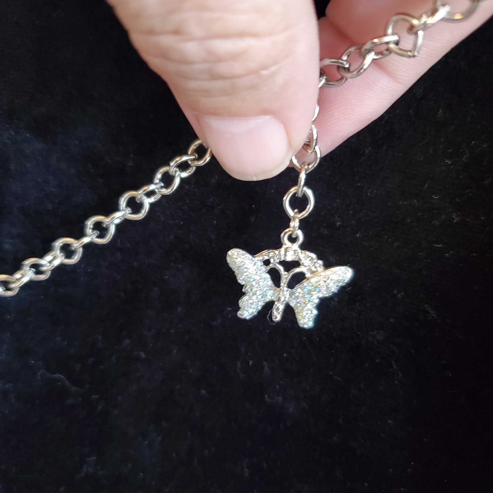 Vintage Amy Byer 90s Velour Black Maxi Pencil Skirt Butterfly Belly Chain Sz M/L