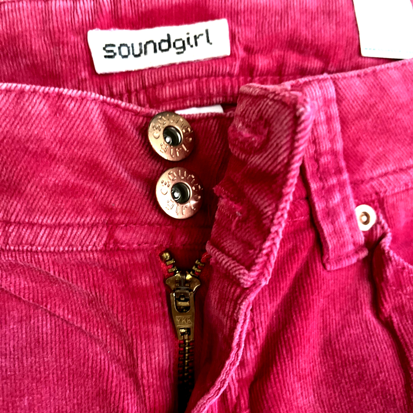 Vintage Soundgirl Pink Corduroy Skinny Leg Flared Pants Size 7 NWT Pockets Retro
