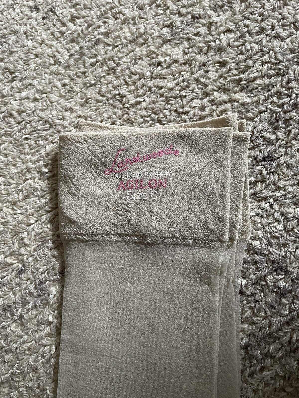 2 Pair Vintage Larkwood garter stockings Mesh 7-7 1/2 Size C Cream