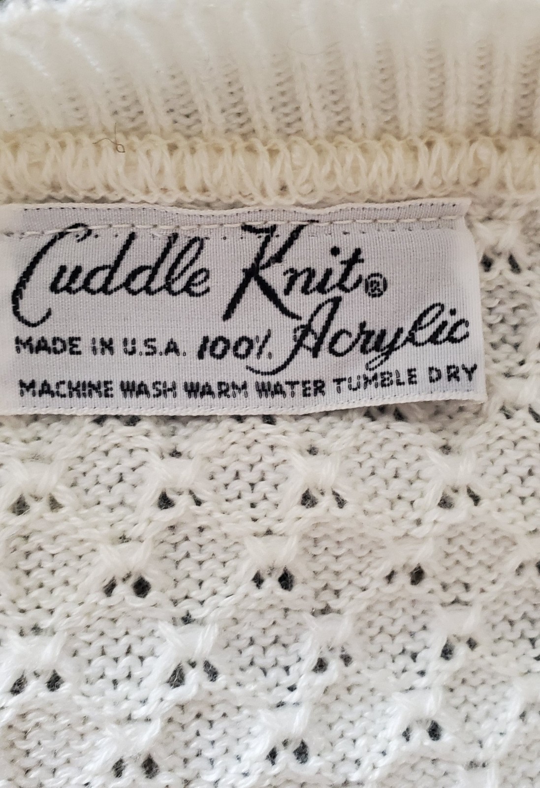 Vintage Cream and Blue Cuddle Knits Pullover Sweater Top B40 7th