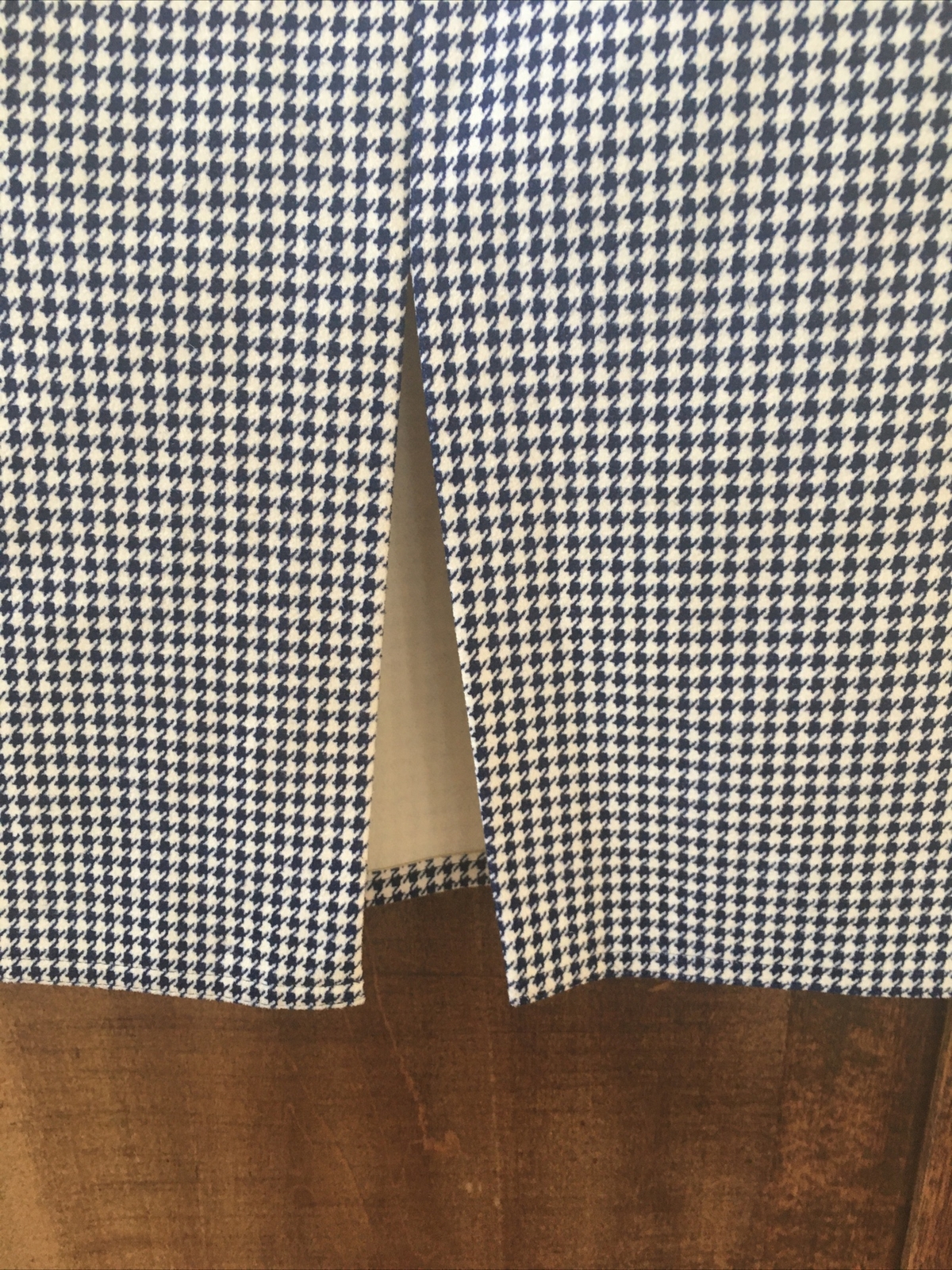 Vintage~ Count Romi Ultra Suede Skirt Houndstooth Dark Blue & Off White Size 14