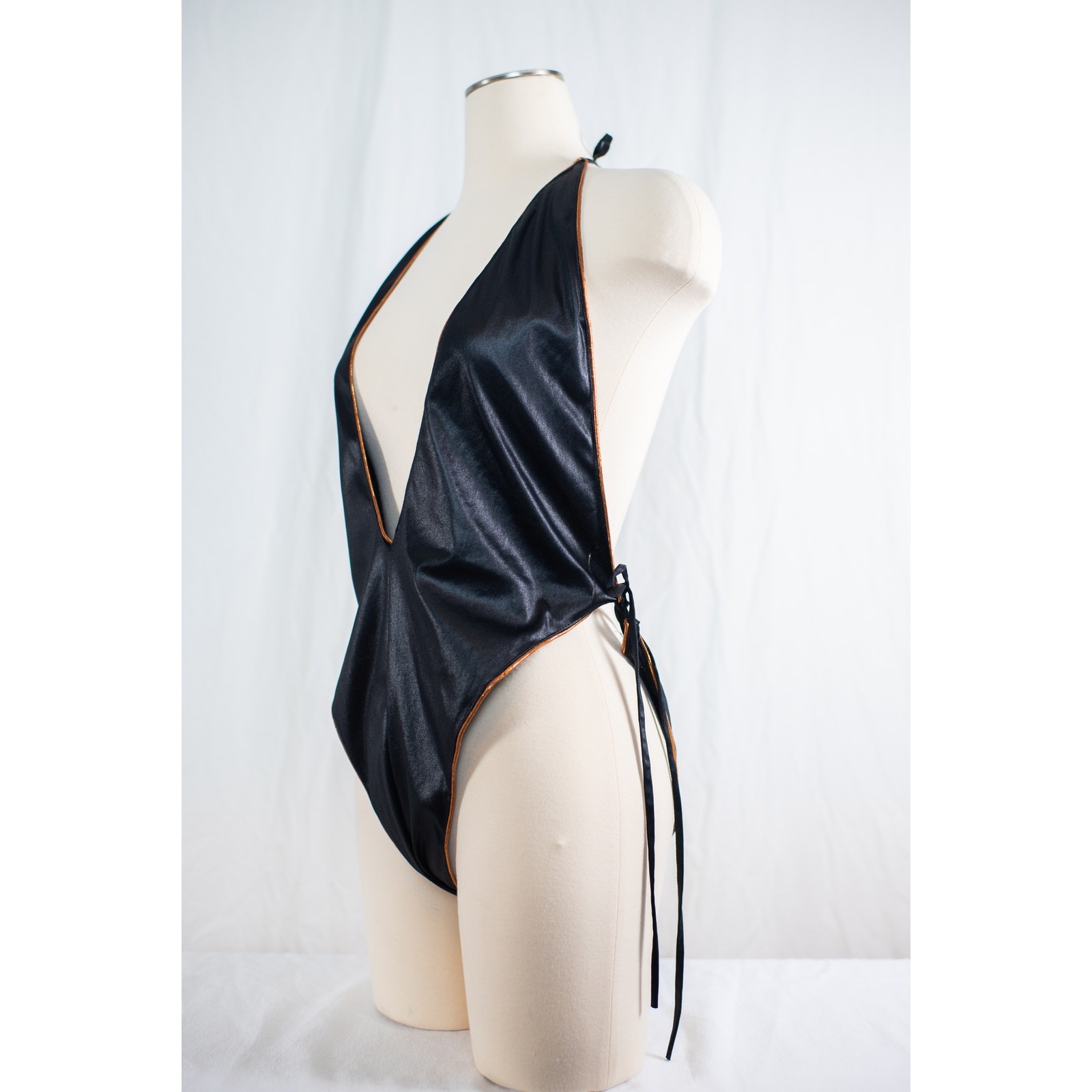 Vintage 90s Black Wet Look Bodysuit, Vampy Grunge Rave Clubwear Goth, XL XXL