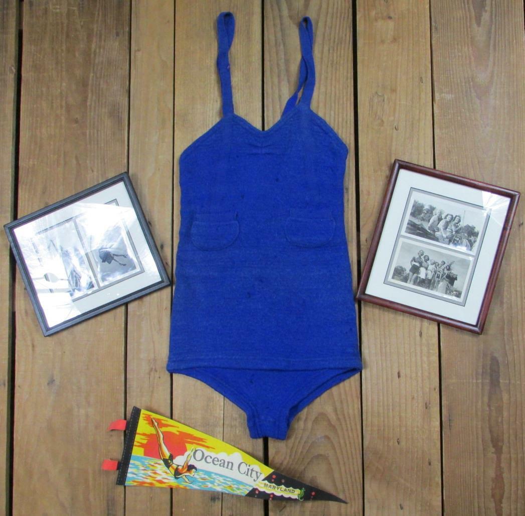 Vintage 30s Swimaway Wool Swimsuit Bathing Suit Antique Photographs Beach Girls