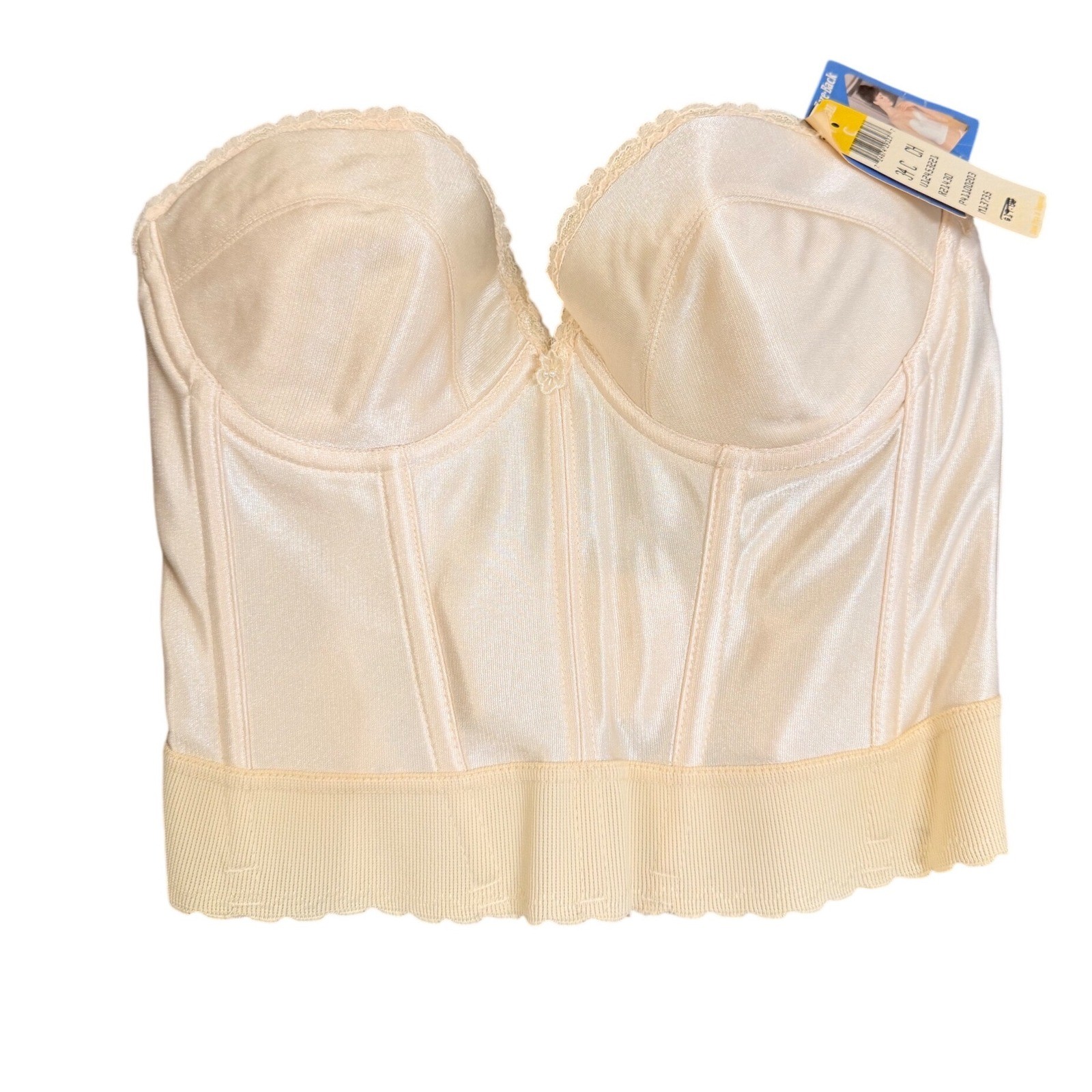 Carnival Vintage Bare-Back Longline Corset Bra 34C Champagne Low Back Bridal 203
