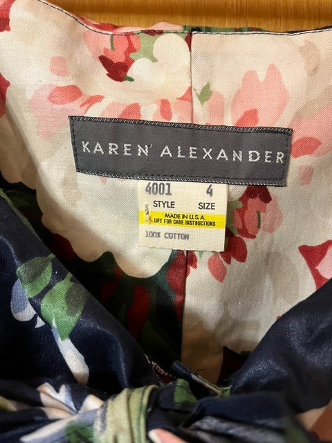 Karen Alexander Vintage Dress 80’s 90’s Excellent! Floral Cotton Sateen Size 4