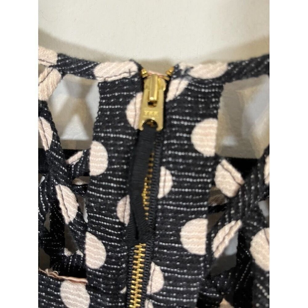 Anthropologie Maeve Polka Dot Dress 0 Black Mini Swing Pinup Retro Preppy 80s