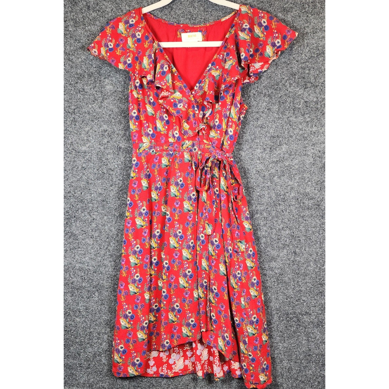 Maeve Anthropologie Womens Wrap Dress Size 8 Boho Floral Cottagecore