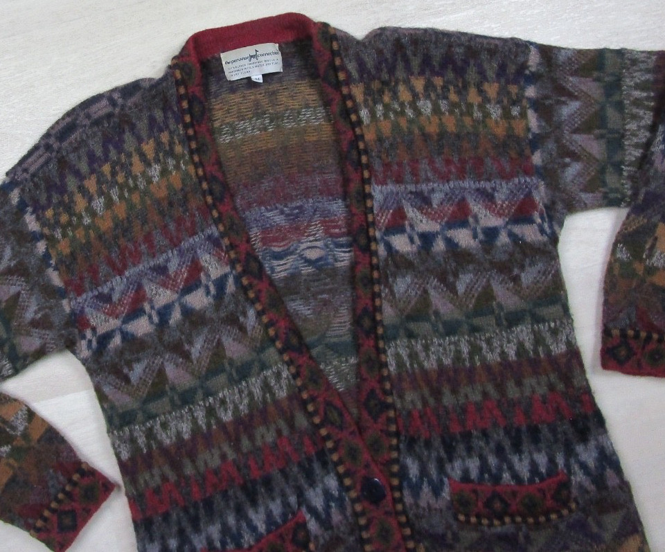 Vintage Peruvian Connection Alpaca Cardigan Sweater Women’s (M) Fair Isle