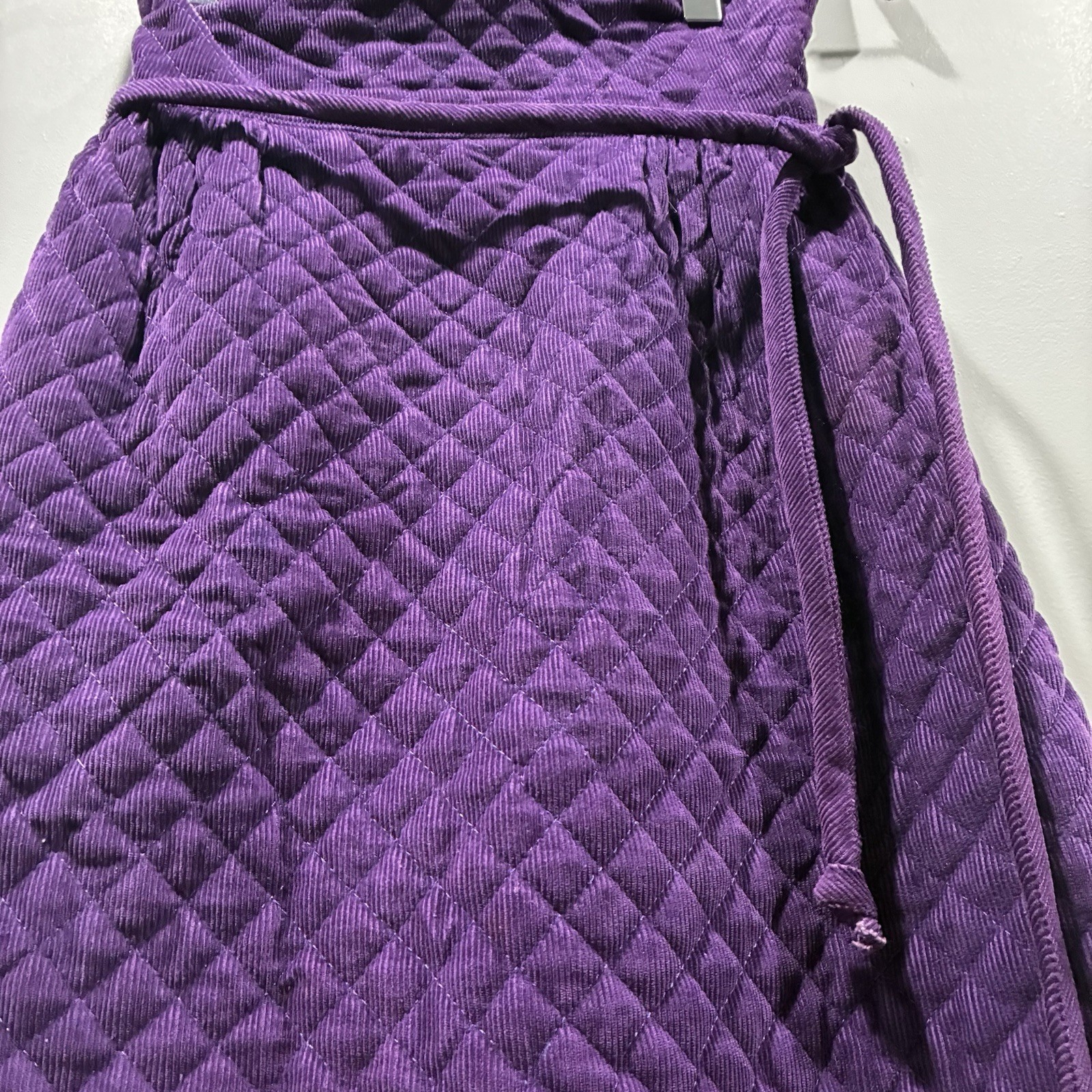 Vintage Quilted Corduroy Maxi Skirt Purple High Waist Belted Sz 3 Prairie Boho