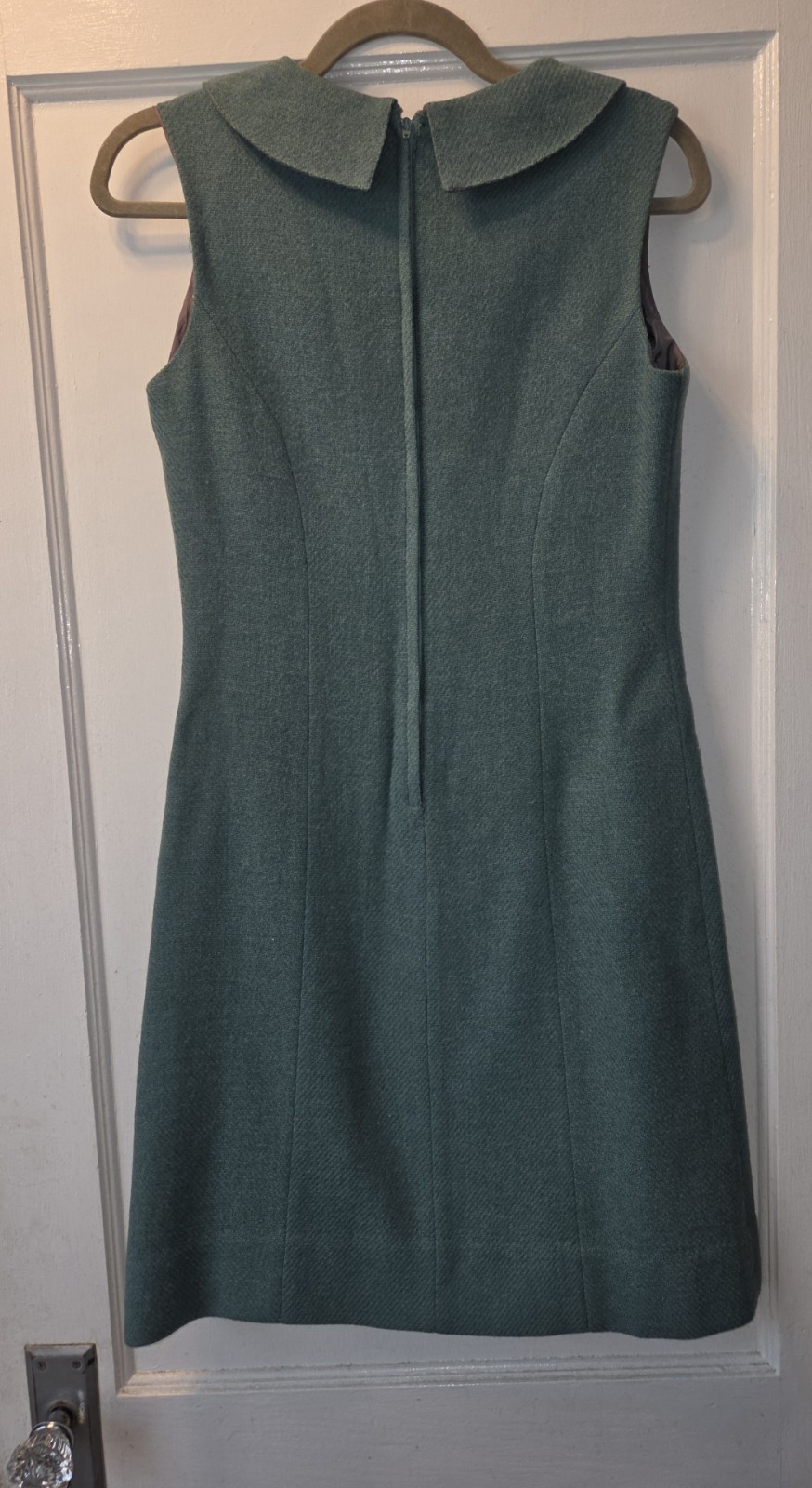 True Vintage Wippette 60’s Turquoise Mod Shift Dress. Peter Pan Collar Wool
