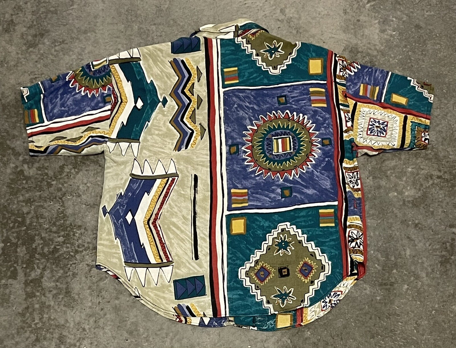 Women’s Vintage Jeri Marque Multi Color Short Sleeve Button Down Adult Size