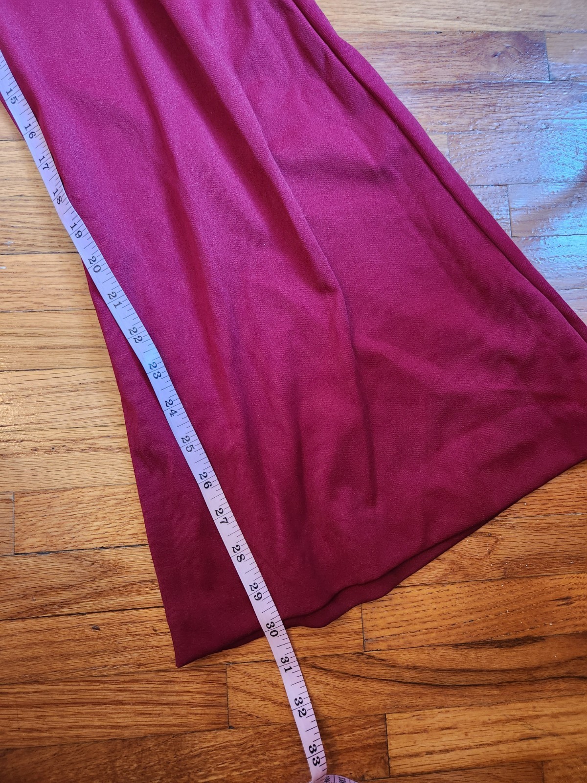 VTG 1970s Deadstock Jumpsuit Bell Bottom Open Back Disco Burgundy 11/12 Fit S/M