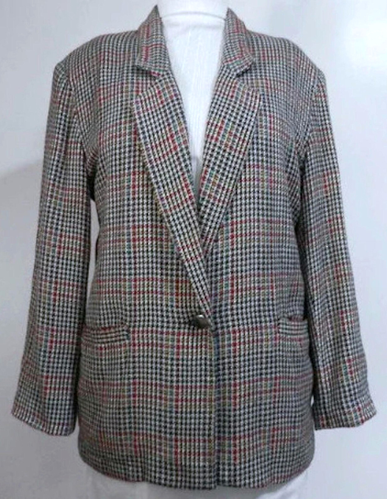 VTG Ladies Houndstooth Blazer by Margaret Godfrey Bagatelle Light Jacket Size 12
