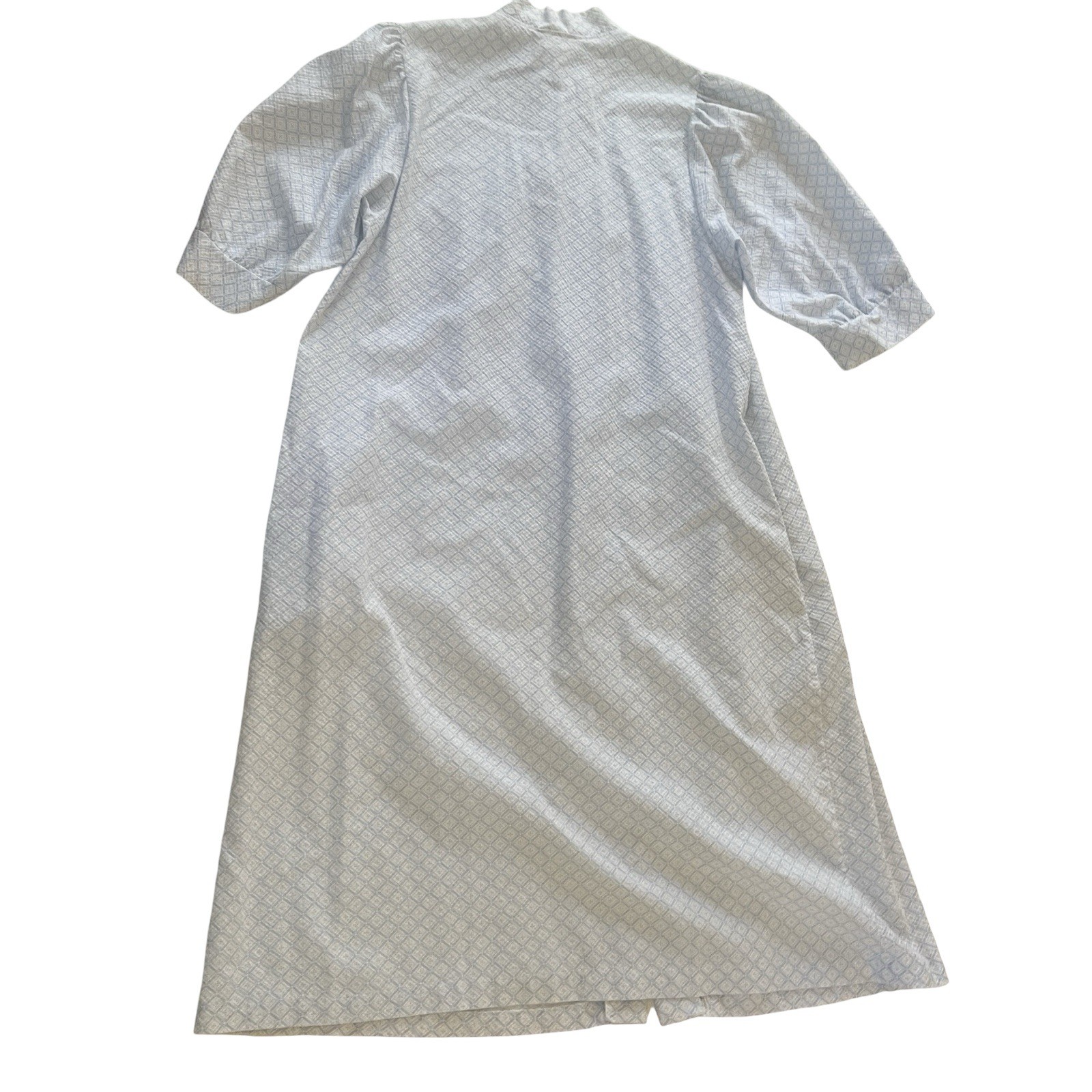 VTG Gilligan O’Malley Size M 12-14 Nightgown Lace Blue White Geometric Snap