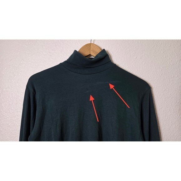 Vintage L.L. Bean Dark Green Turtleneck Long Sleeve Top Classic Minimalist