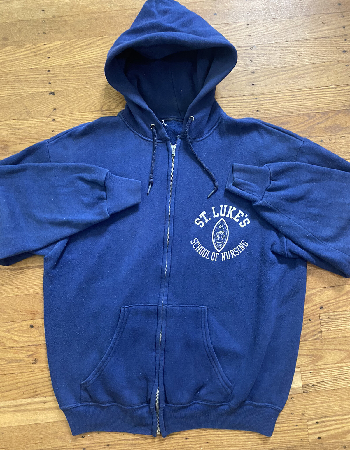 1960s/70s ST LUKE’S Nursing School HOODIE,full Zip.distressed.med/large/unisex.