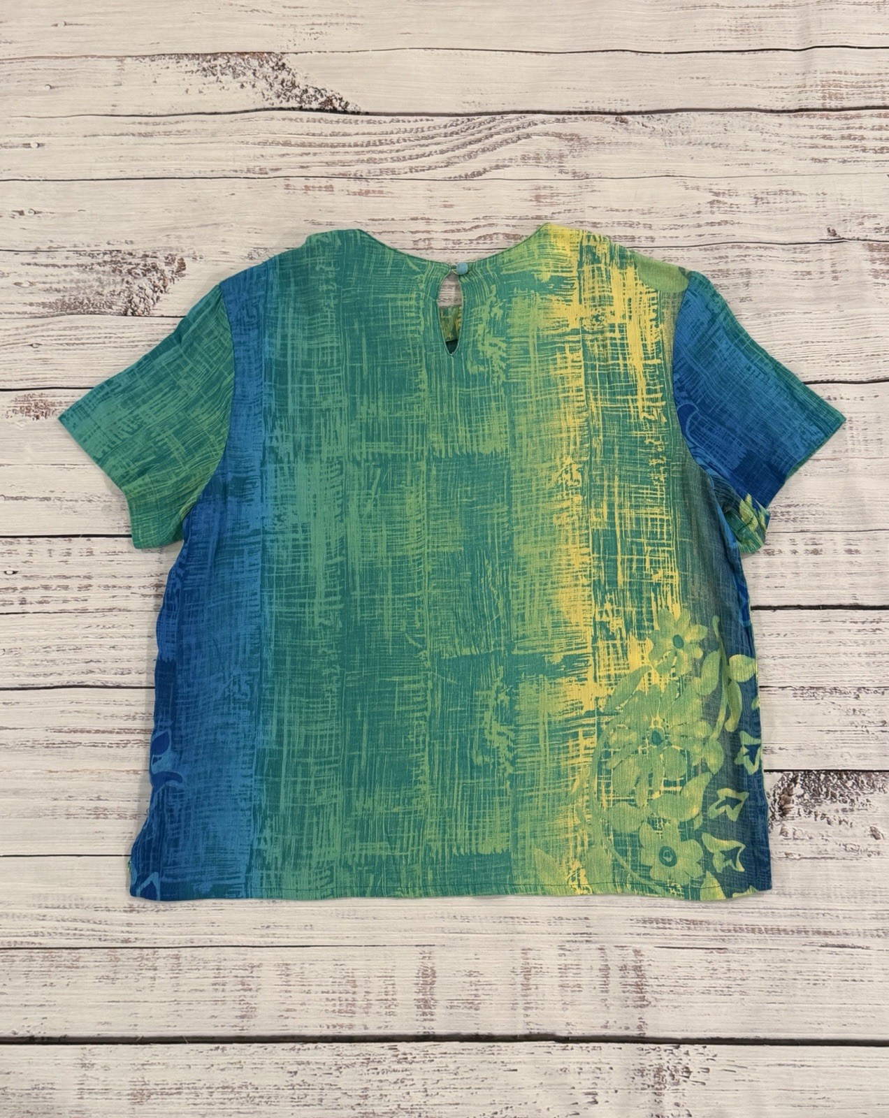 Vintage 90s C.M. Shapes Women’s M Tropical Floral Abstract Blouse Made USA Shirt
