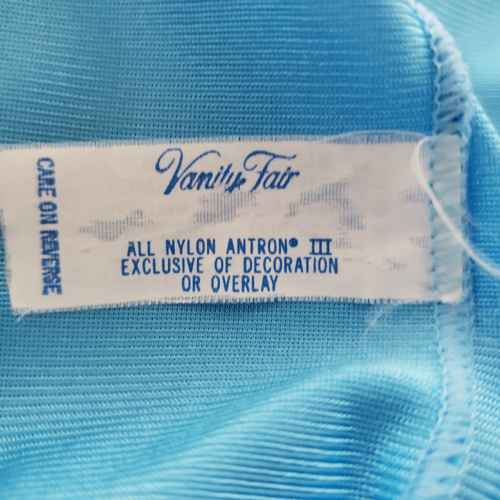 Vintage Vanity Fair Satin Nightgown MED Embroidered Flowers Lace Trim USA Blue