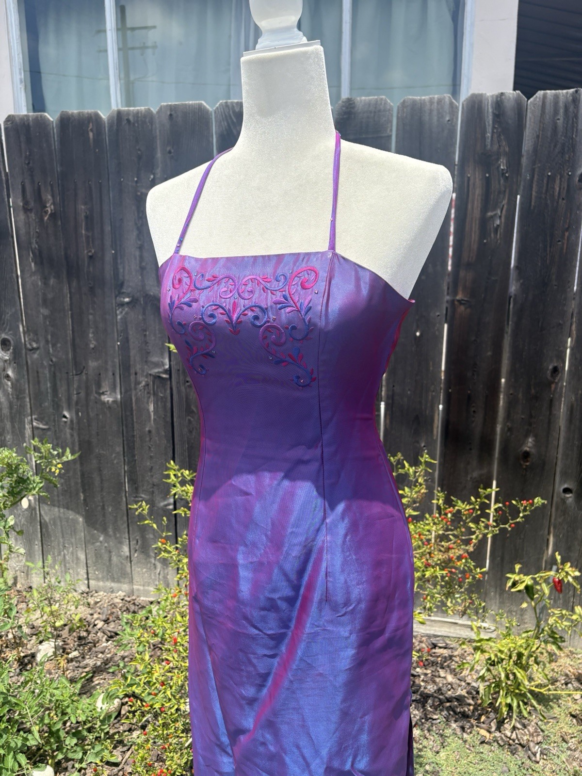 Vintage Jessica McClintock Gunne Sax Millennium Iridescent Purple Dress XS