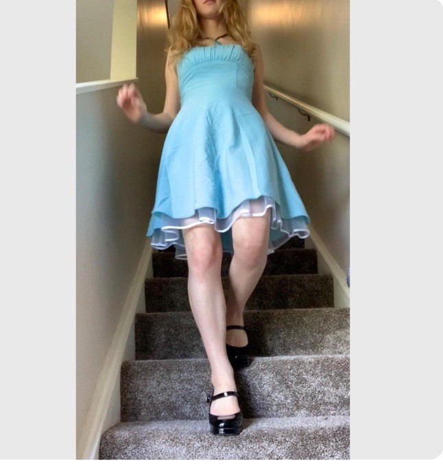 RARE 90s Taboo Baby Blue Mesh Dress Y2K Fairycore Bow Back Slip Dress Vintage