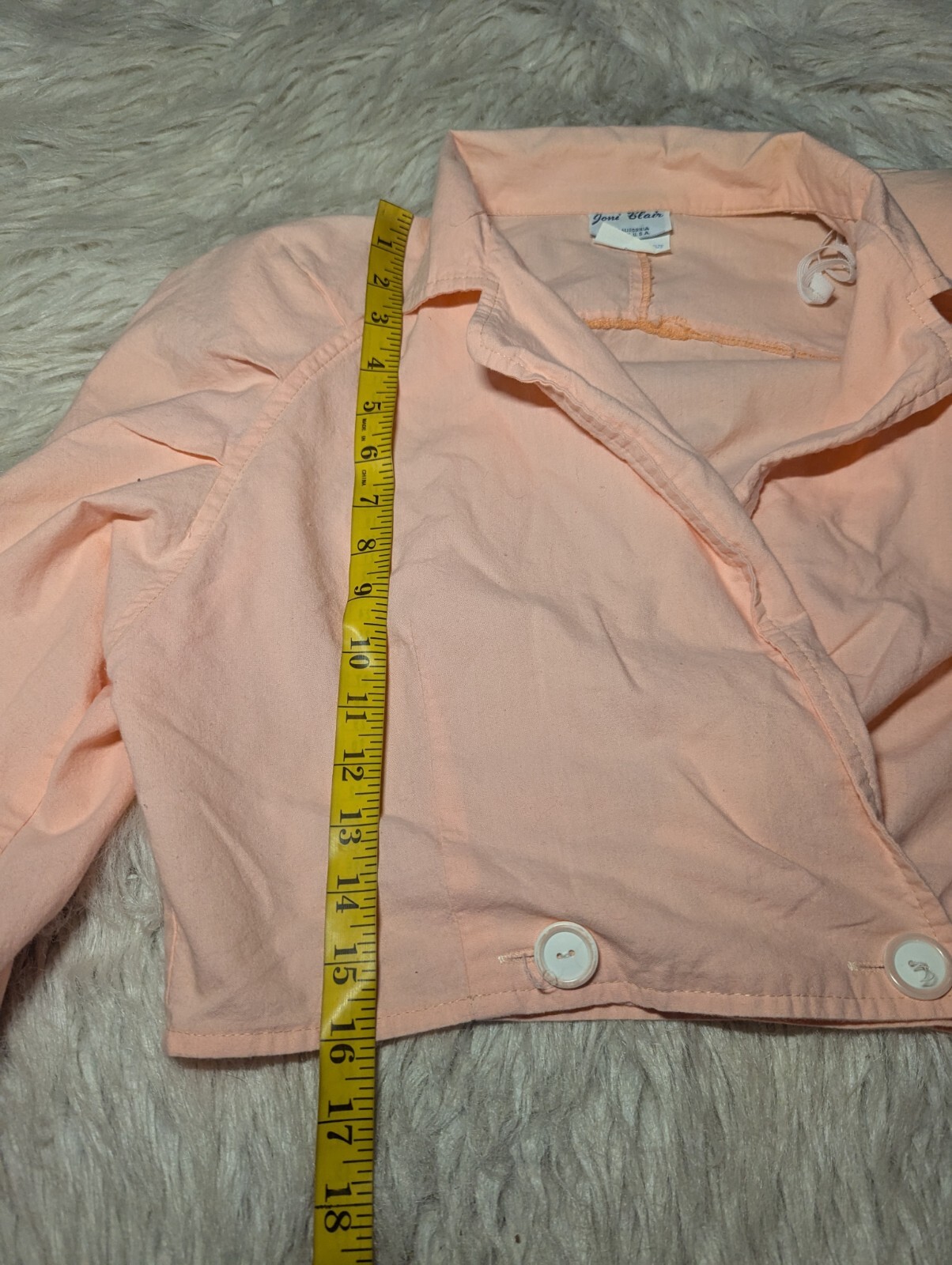 VTG 80s JONI BLAIR Orange HIPPIE CHIC Crop Top Shirt V-Neck RETRO Womens Size 11