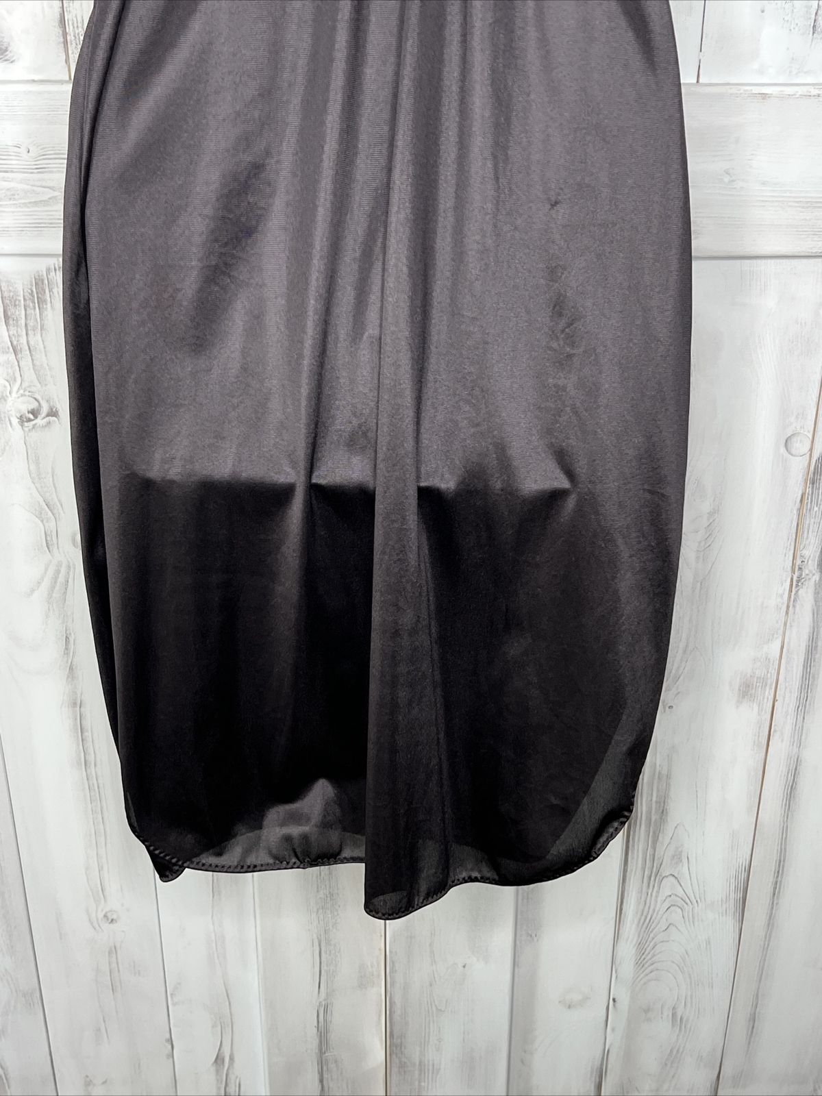 VINTAGE SEARS BLACK STRETCH LACE TRIM NIGHTGOWN NIGHTIE LINGERIE FULL SLIP 34