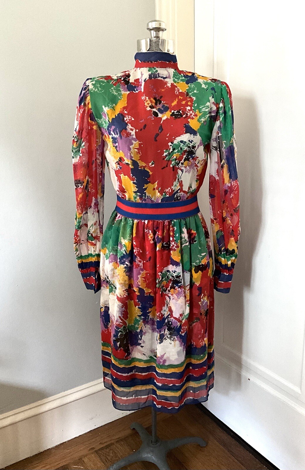 Vintage 1970’s Pauline Trigere Watercolor Voile Dress