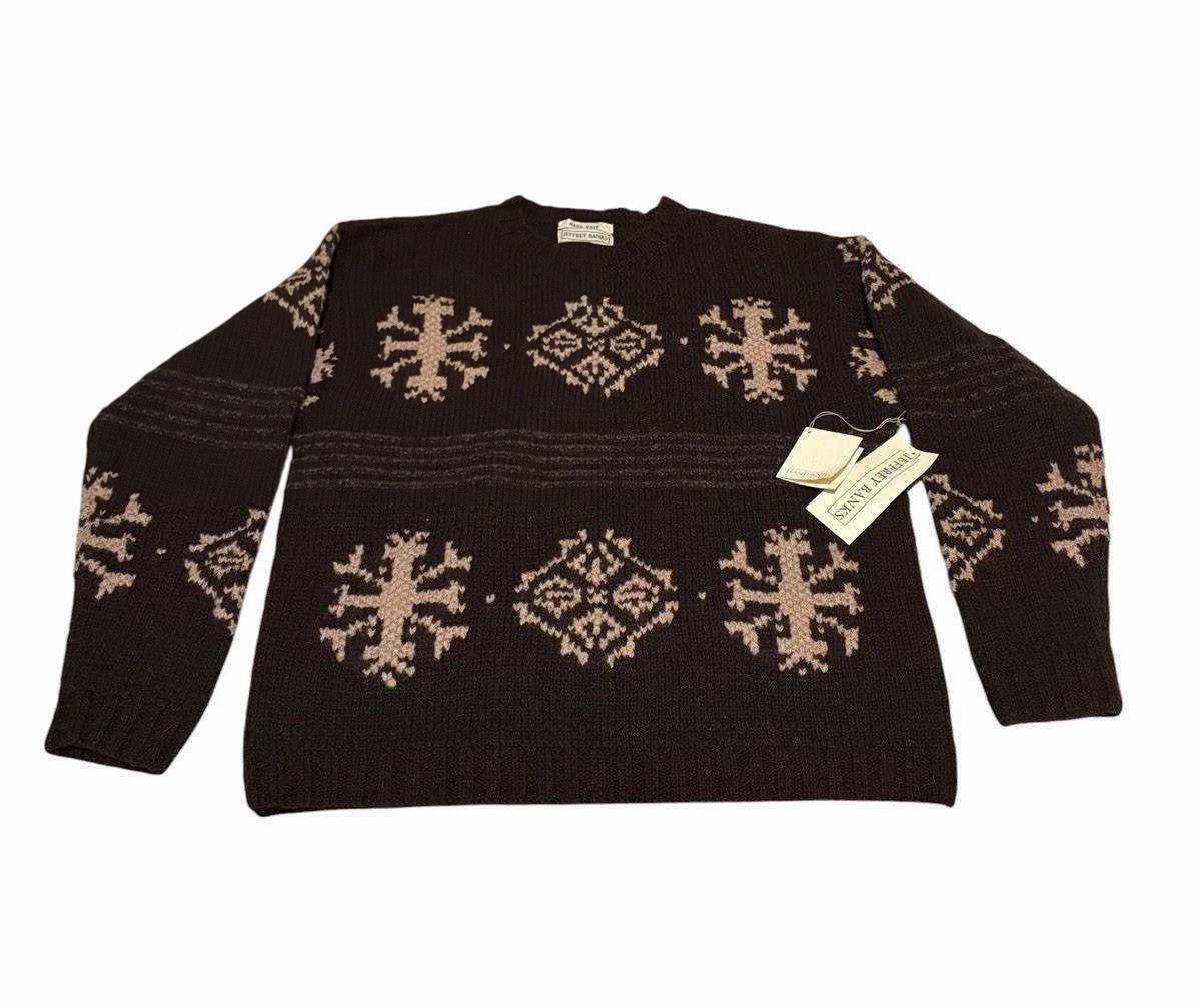 Vintage 1980s Women’s Jeffrey Banks 100% Wool Slouchy Hand Knitted Sweater M