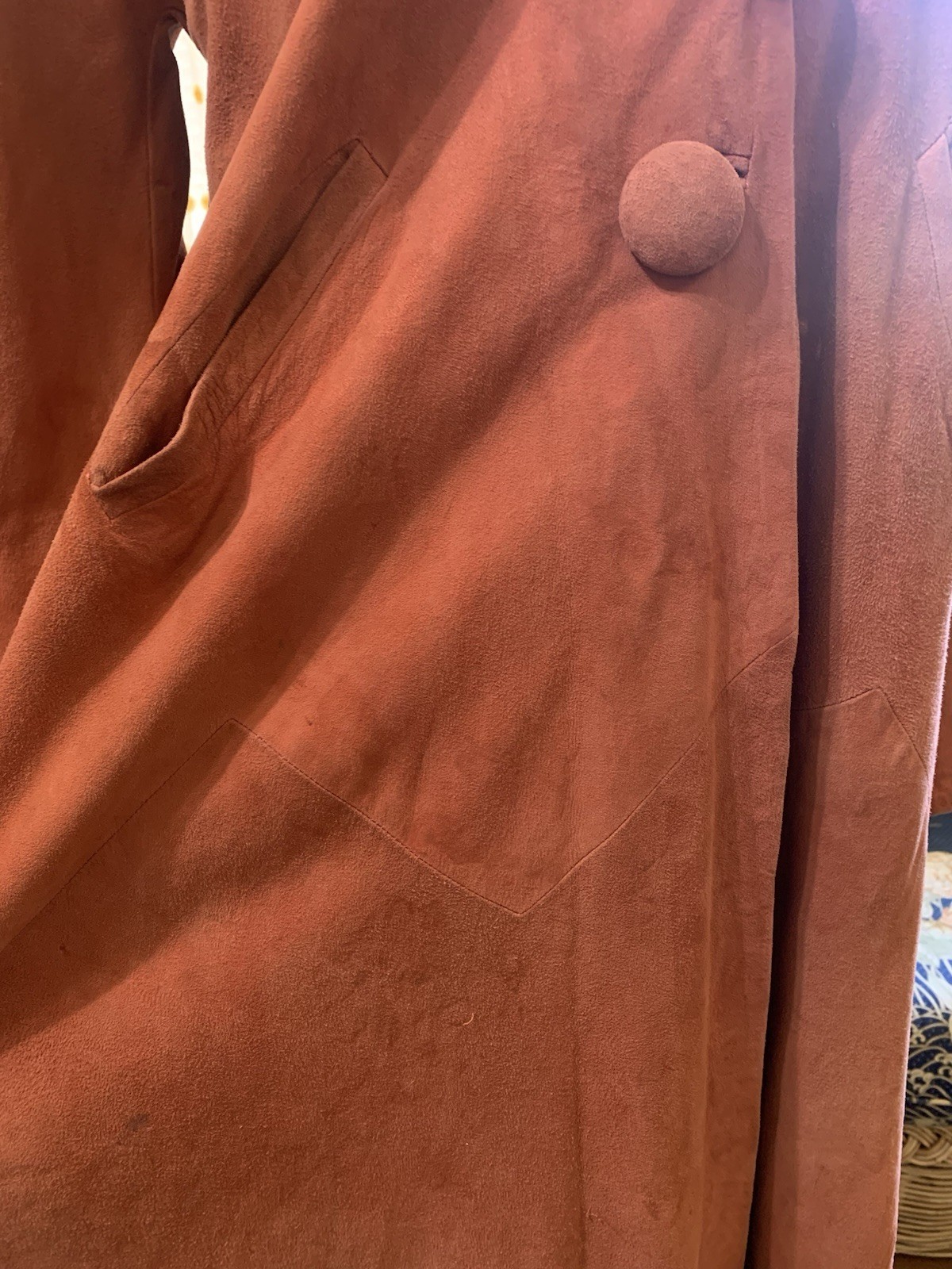 1930s 1940s RARE vintage Hudson Bay Fur Company Suede Leather CORAL Coat Jacket